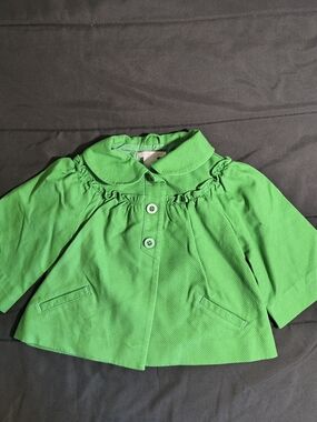 Janie and Jack Bright Green Ruched Collar Pea Coat